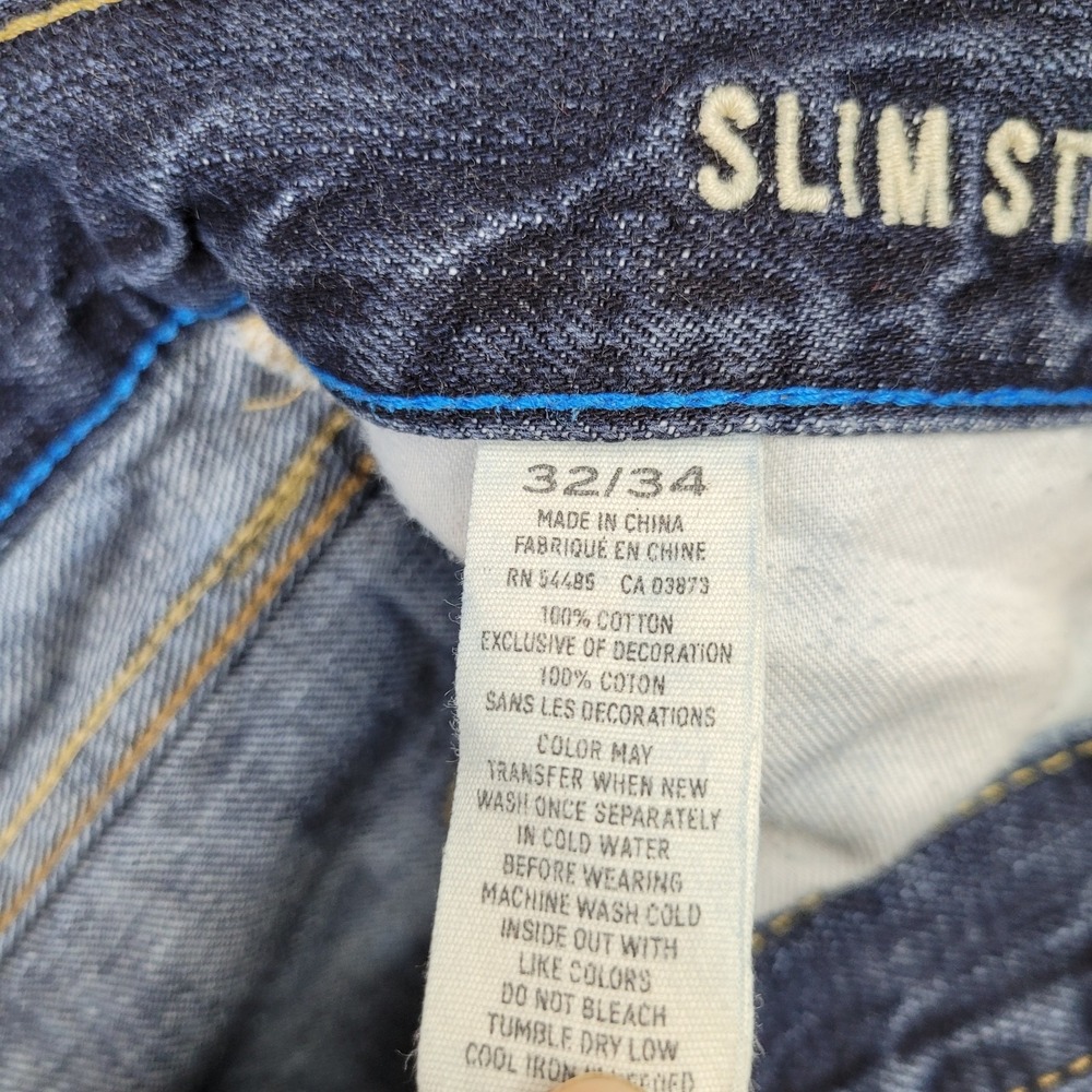 Vintage American Eagle Slim Straight‎ Jeans Mens 32x34 Blue Dark Wash Denim - Picture 4 of 12